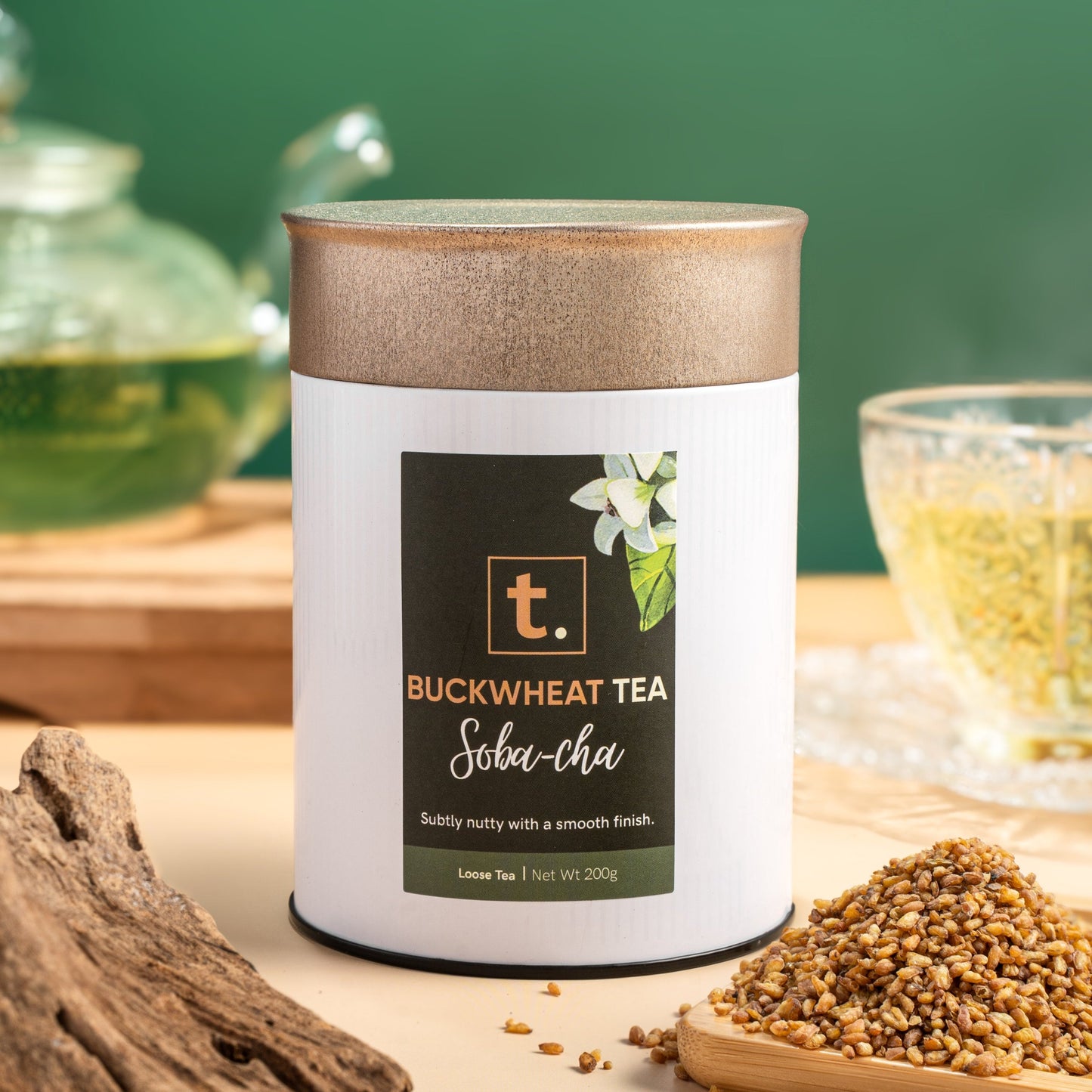 t. buckwheat tea soba-cha loose tea tin