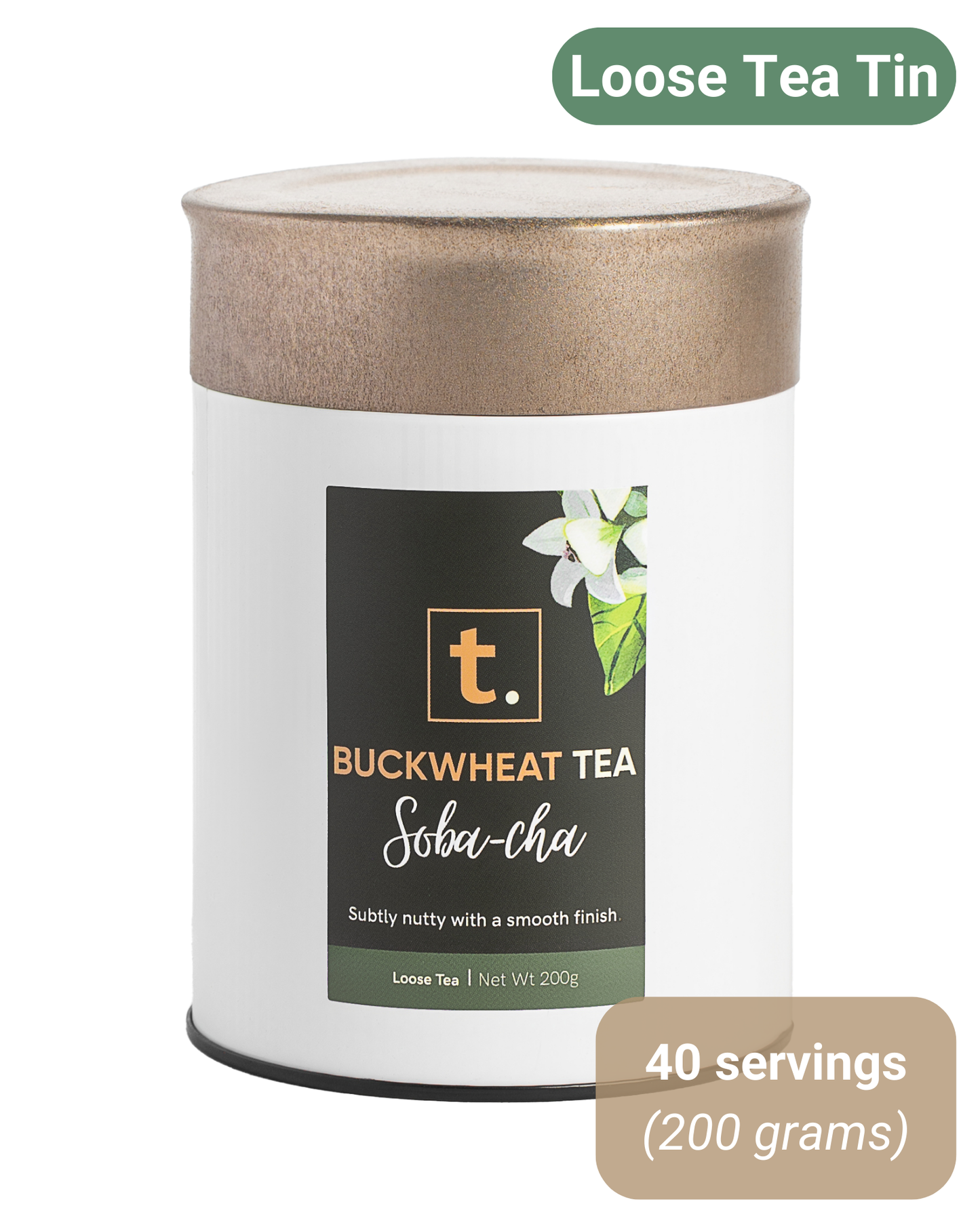 t. buckwheat tea soba-cha loose tea tin