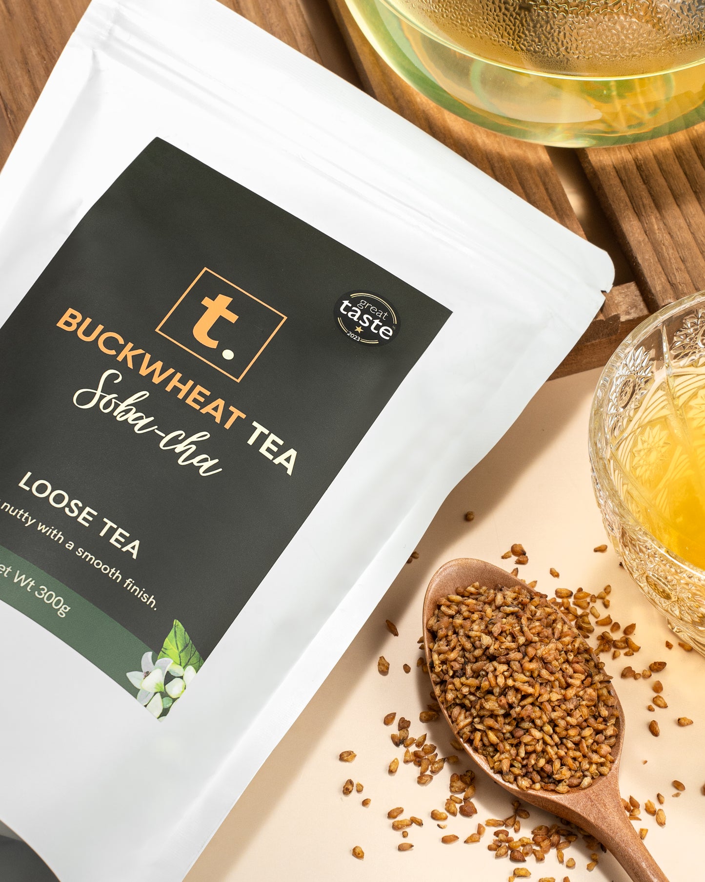 t. buckwheat tea soba-cha loose tea refill pack buckwheat kernels