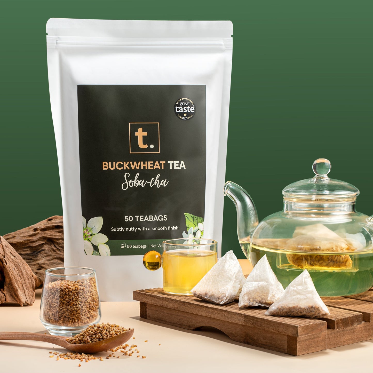 Buckwheat tea soba-cha 50 teabags with teabags and tea